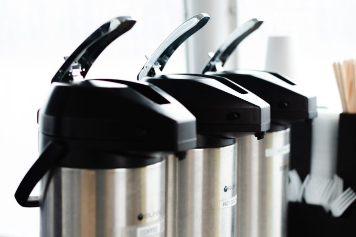 a close up of a pan on a counter