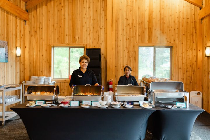 a group of people sitting at a table