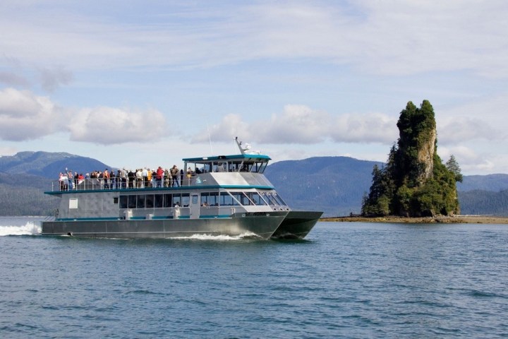 a small boat in a large body of water