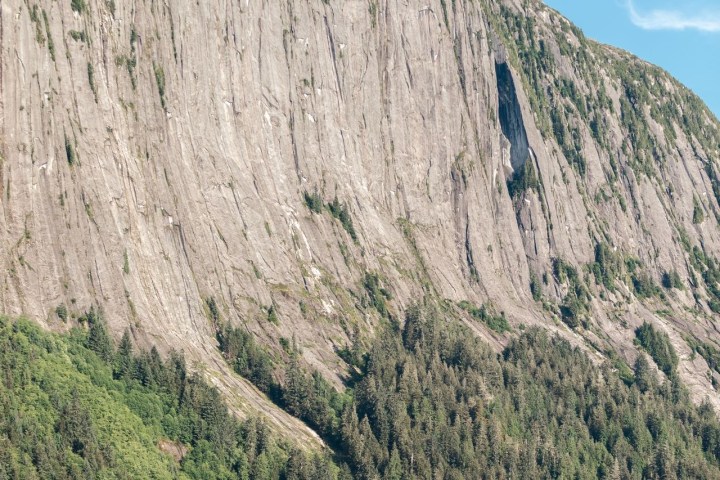 a large mountain in the background
